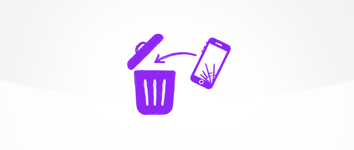 Phone in bin illustration 