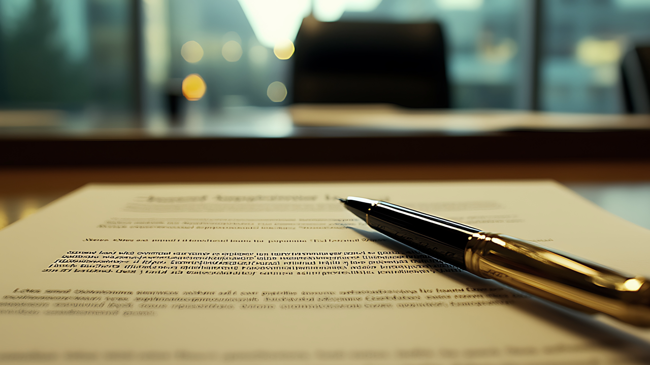 Pen placed on an official document