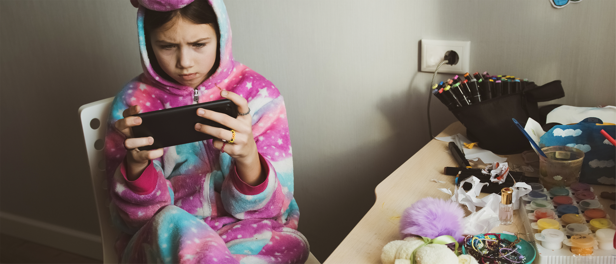 Child watching content on a phone