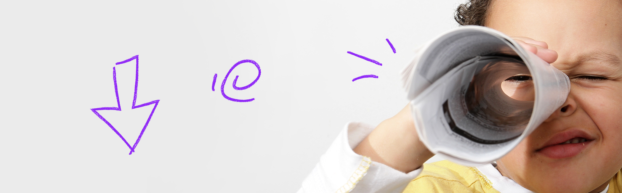 Boy looking through a binocular