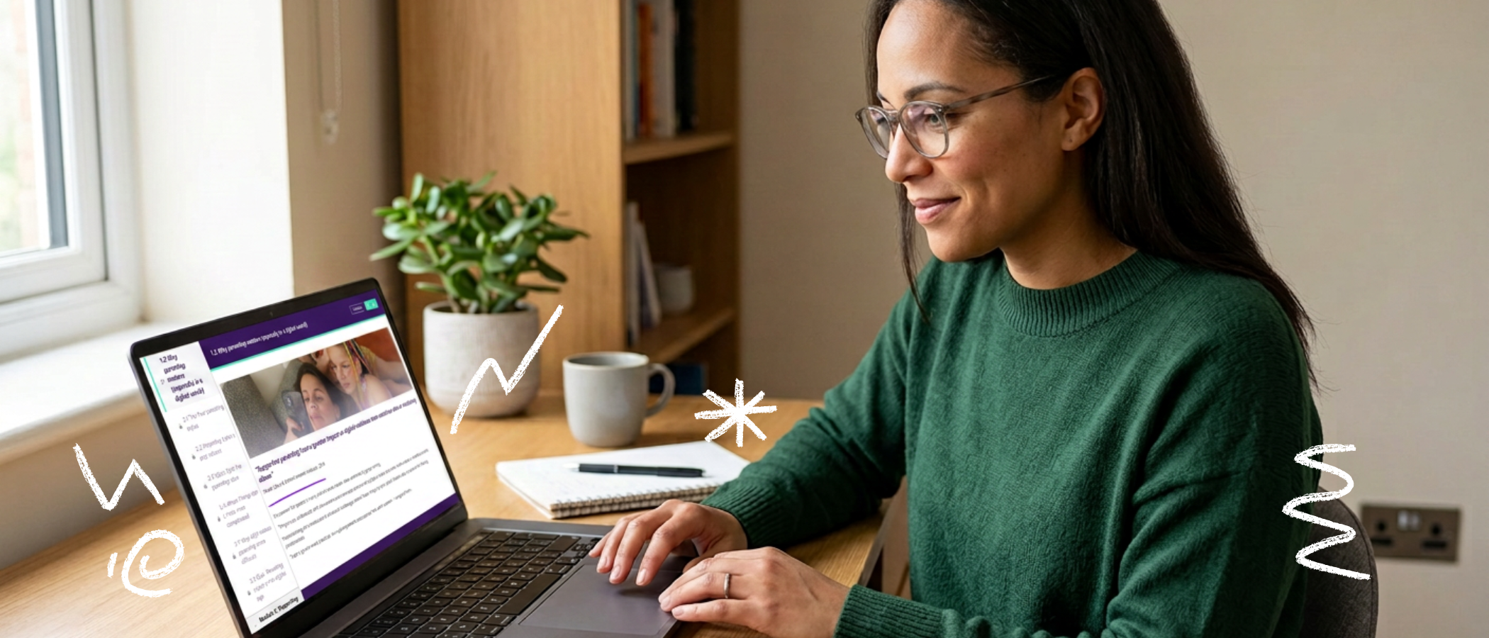 Person viewing Parent Zone course on laptop