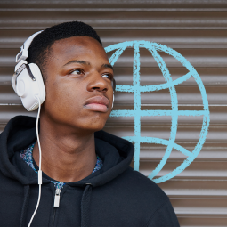 Teenage boy with headphones