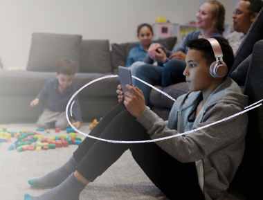 Family in living room