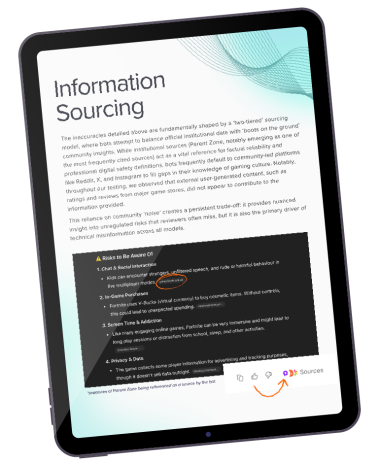 AI and parenting report on a tablet screen