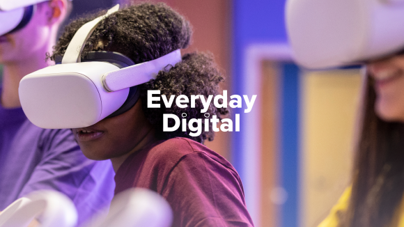 Girl using VR headset